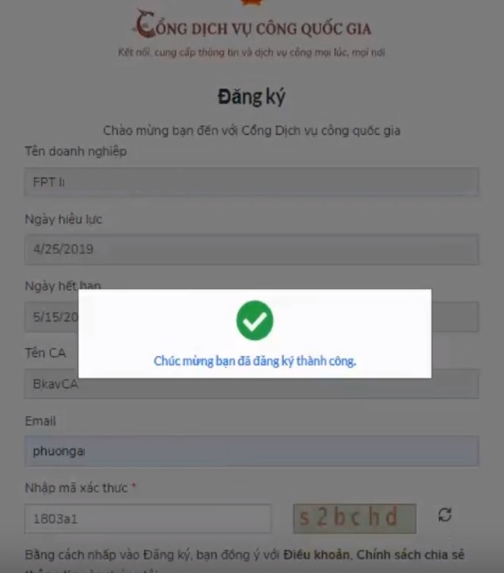 Dang ky tai khoan thanh cong